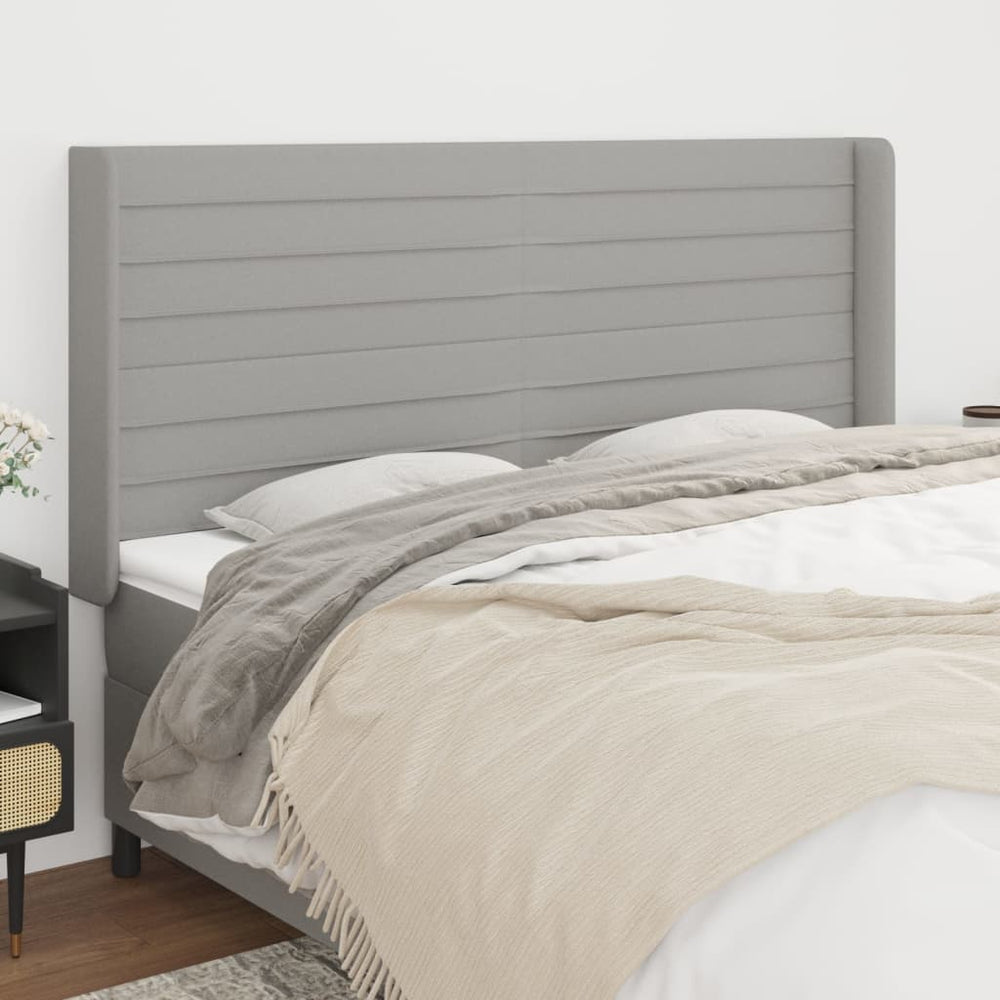 vidaXL Tête de lit à oreilles Gris clair 163x16x118/128 cm Tissu