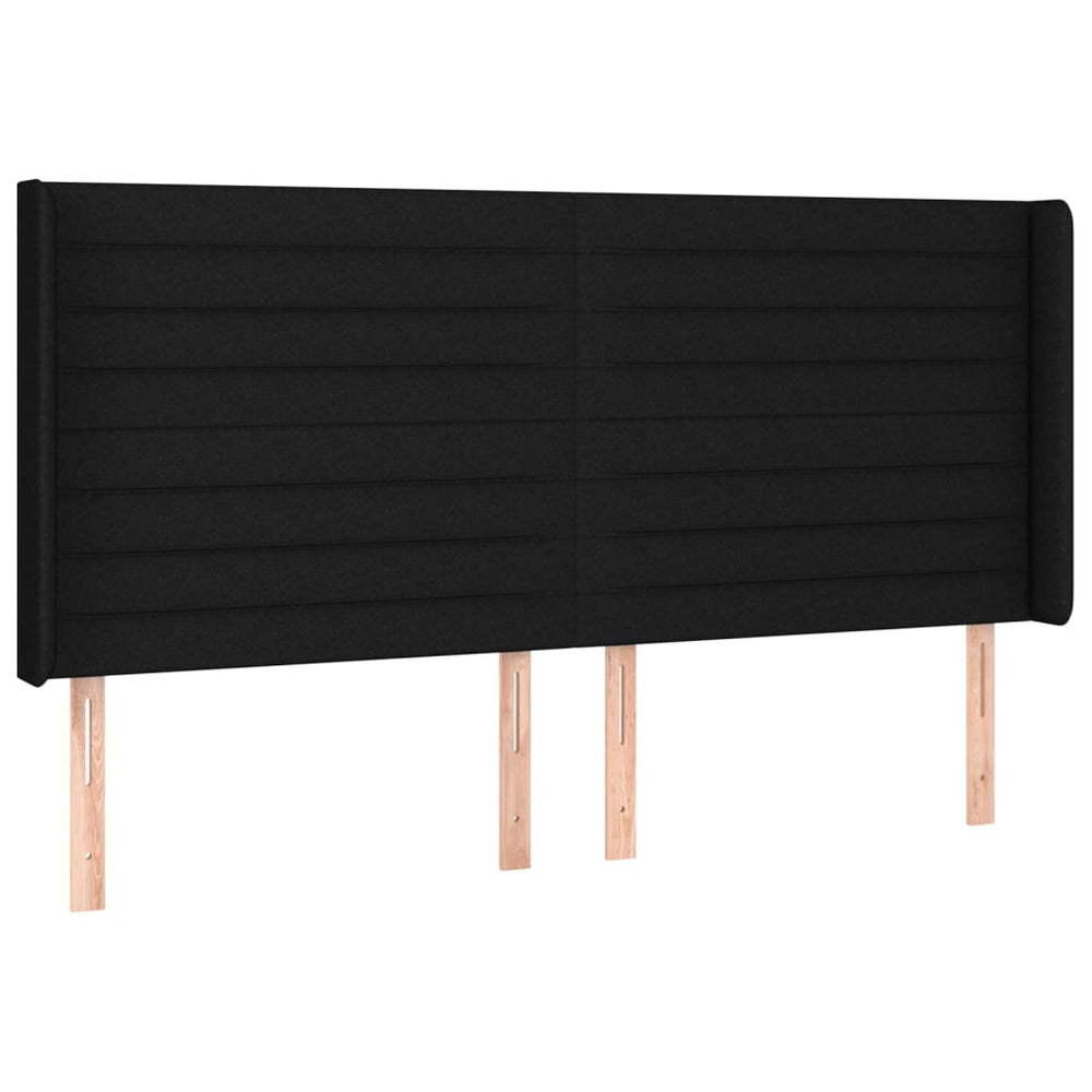 vidaXL Tête de lit à oreilles Noir 163x16x118/128 cm Tissu