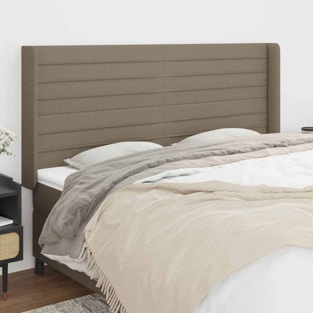 vidaXL Tête de lit avec oreilles Taupe 163x16x118/128 cm Tissu