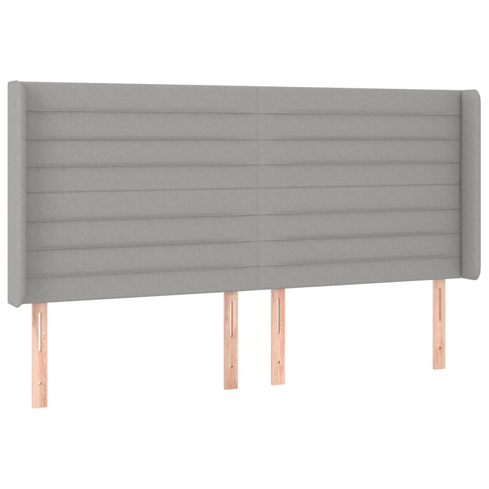 vidaXL Tête de lit à oreilles Gris clair 183x16x118/128 cm Tissu