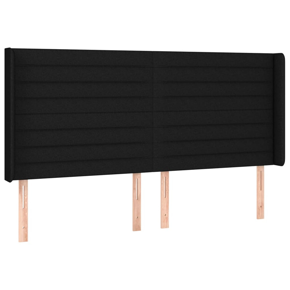 vidaXL Tête de lit à oreilles Noir 183x16x118/128 cm Tissu