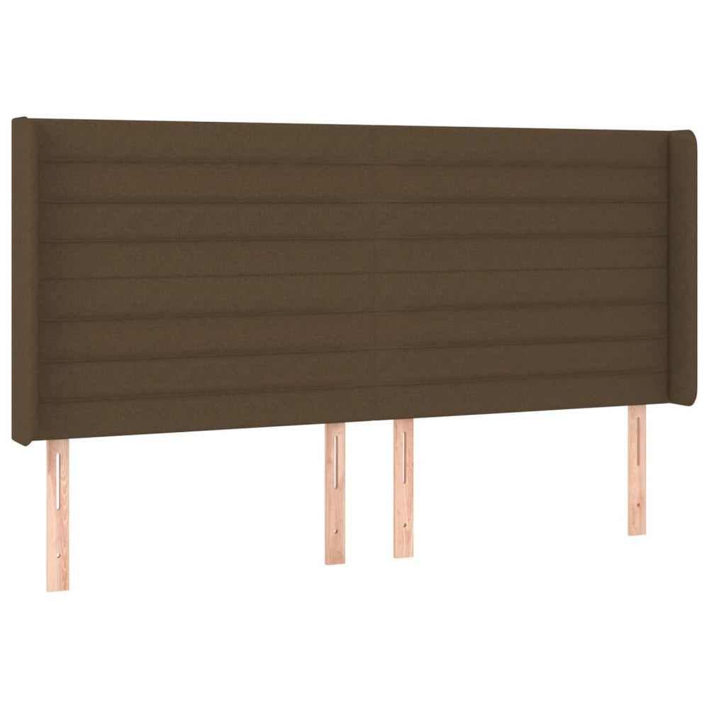 vidaXL Tête de lit à oreilles Marron foncé 183x16x118/128 cm Tissu