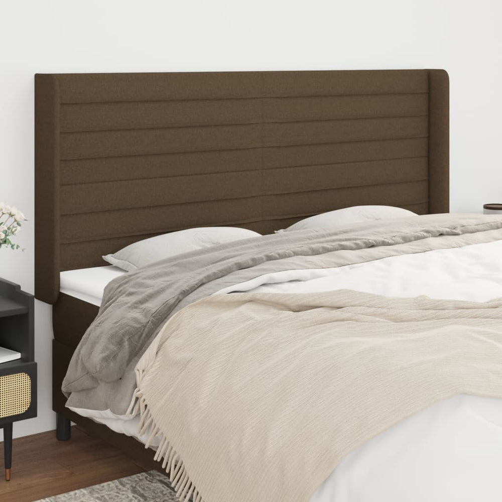 vidaXL Tête de lit à oreilles Marron foncé 183x16x118/128 cm Tissu