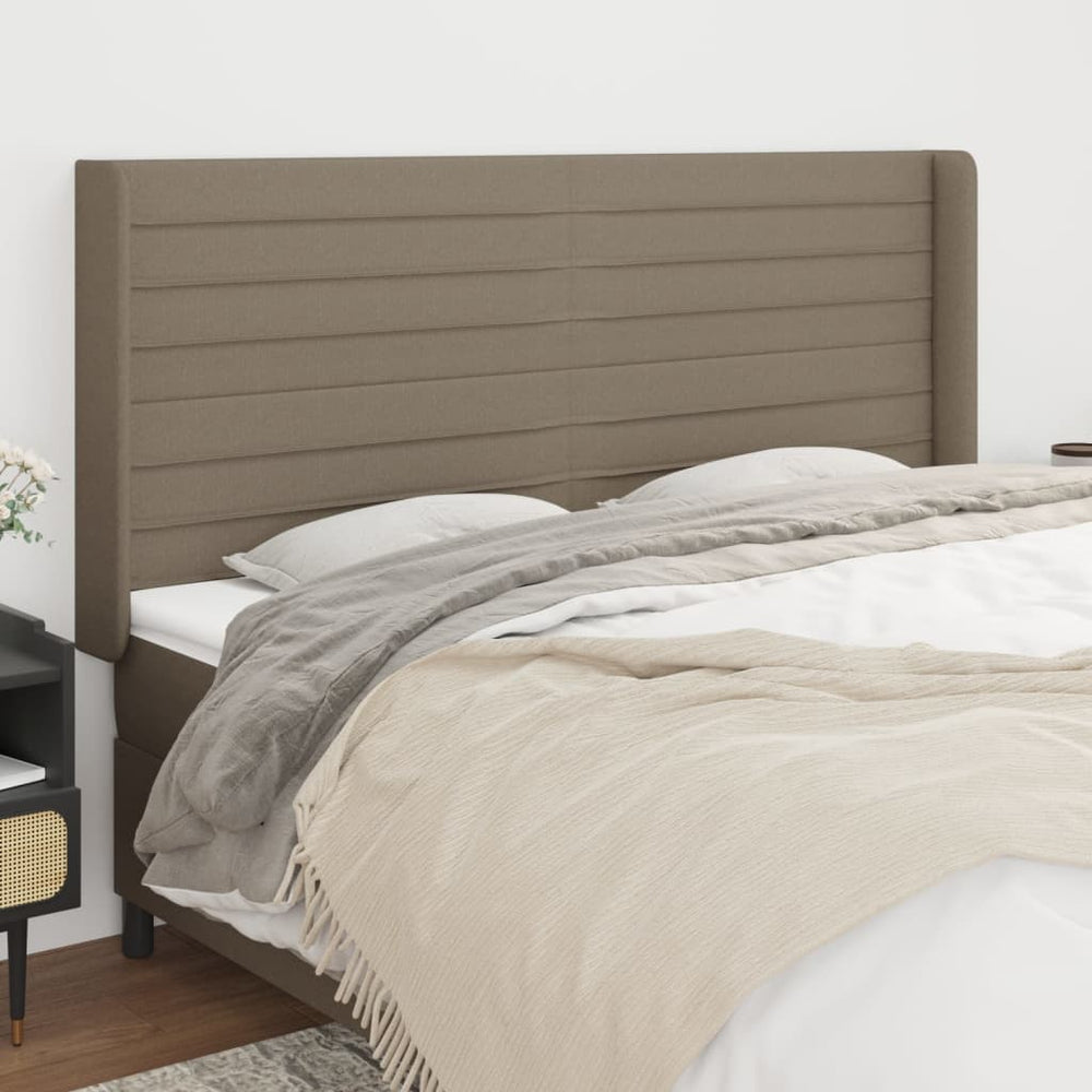 vidaXL Tête de lit à oreilles taupe 183x16x118/128 cm tissu