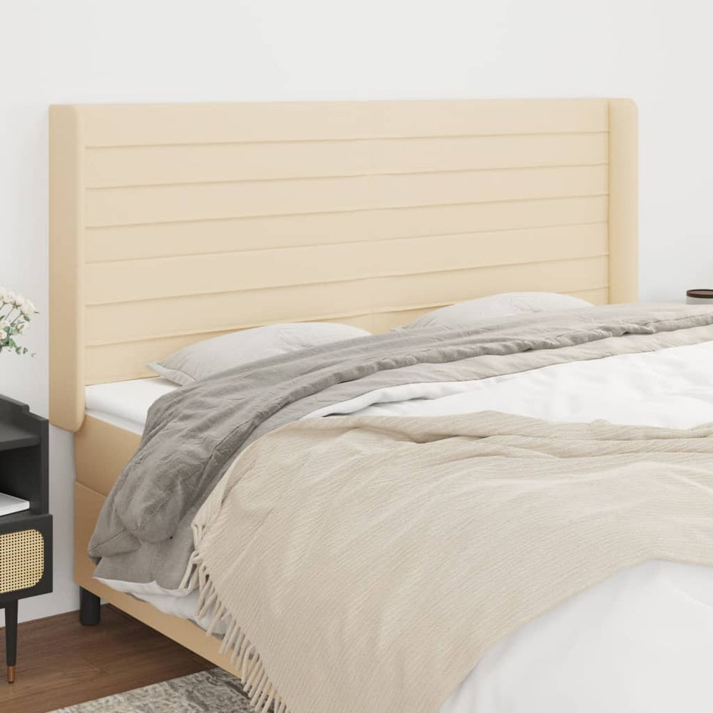 vidaXL Tête de lit à oreilles Crème 183x16x118/128 cm Tissu