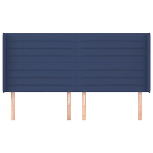 Kopfteil mit Ohren Blau 183x16x118/128 cm Stoff