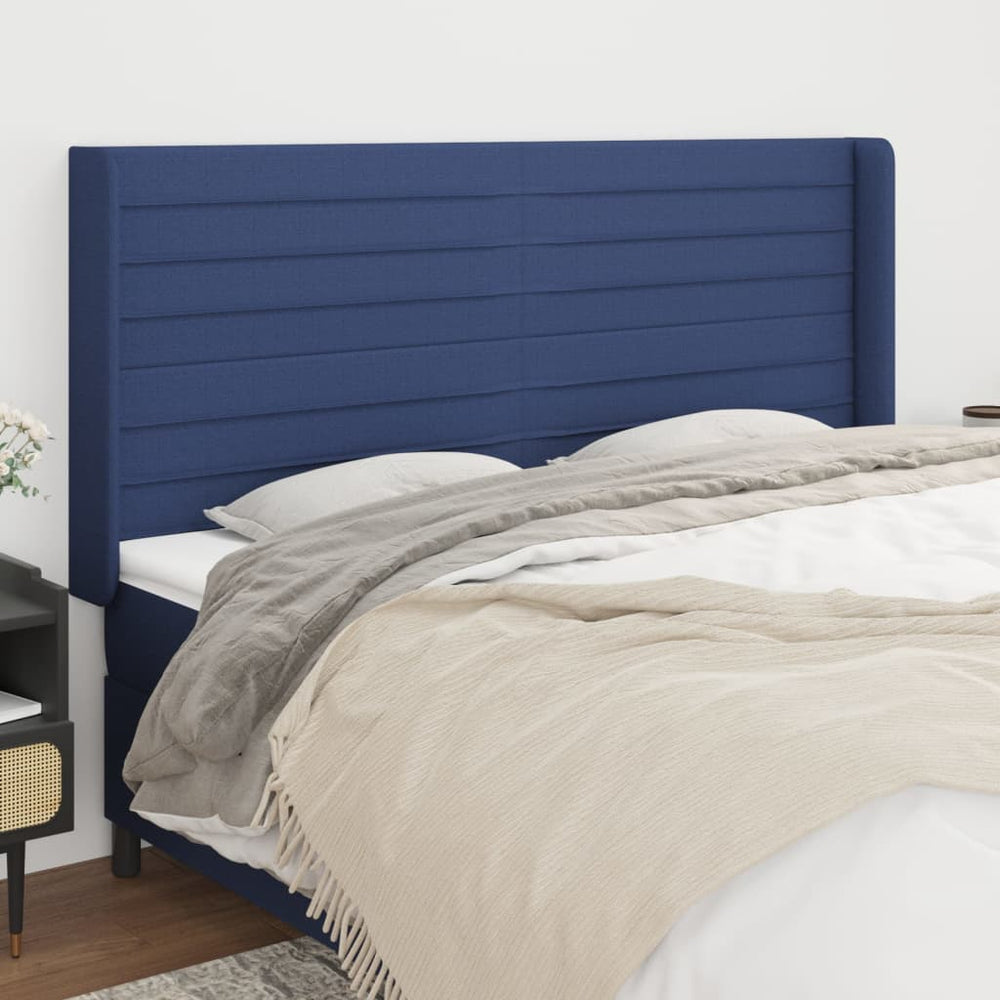 vidaXL Tête de lit à oreilles bleu 183x16x118/128 cm Tissu