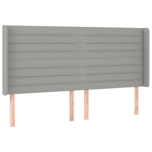 Kopfteil mit Ohren Hellgrau 203x16x118/128 cm Stoff