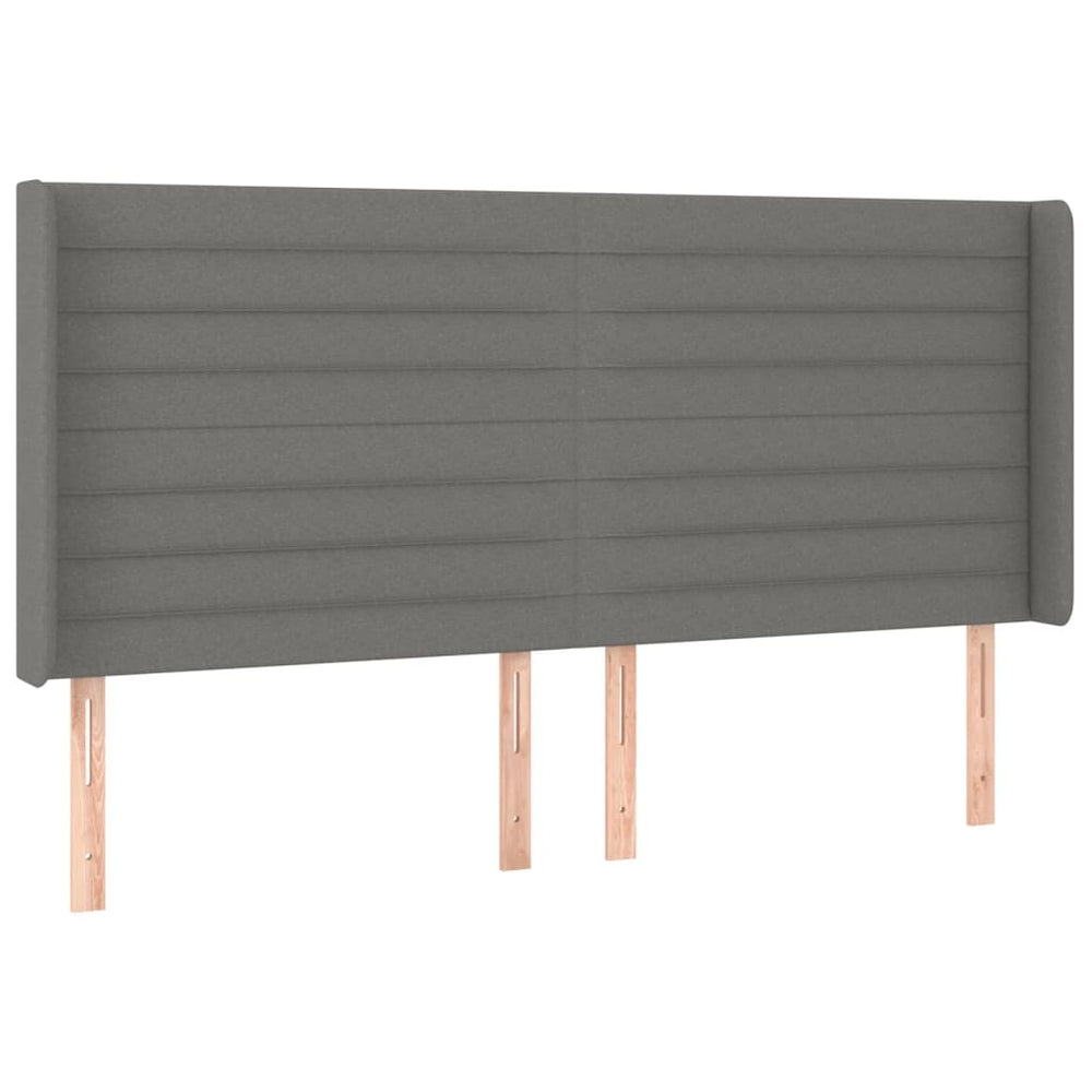 vidaXL Tête de lit à oreilles Gris foncé 203x16x118/128 cm Tissu