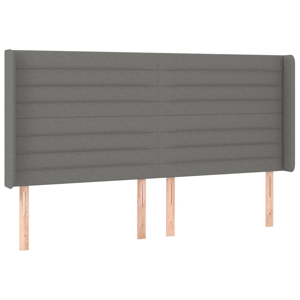 Kopfteil mit Ohren Dunkelgrau 203x16x118/128 cm Stoff