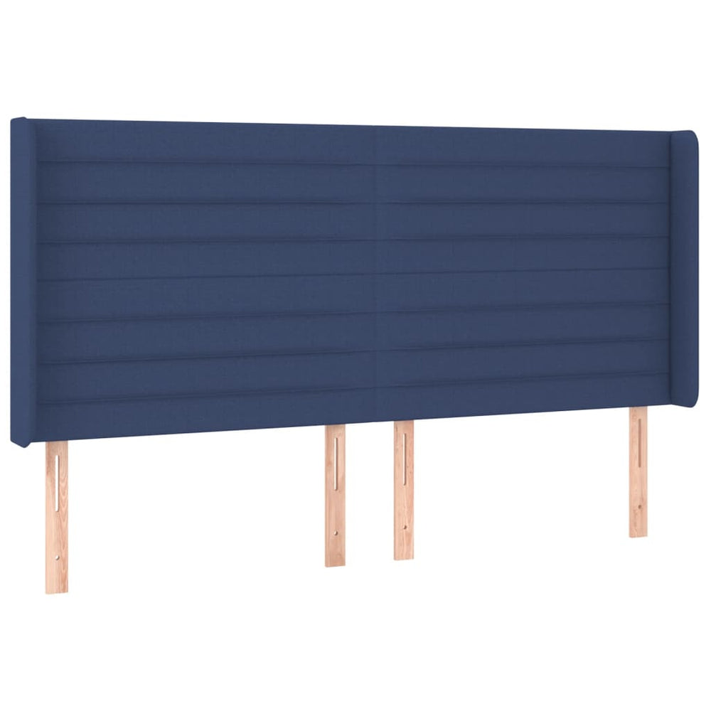vidaXL Tête de lit avec oreilles Bleu 203x16x118/128 cm Tissu