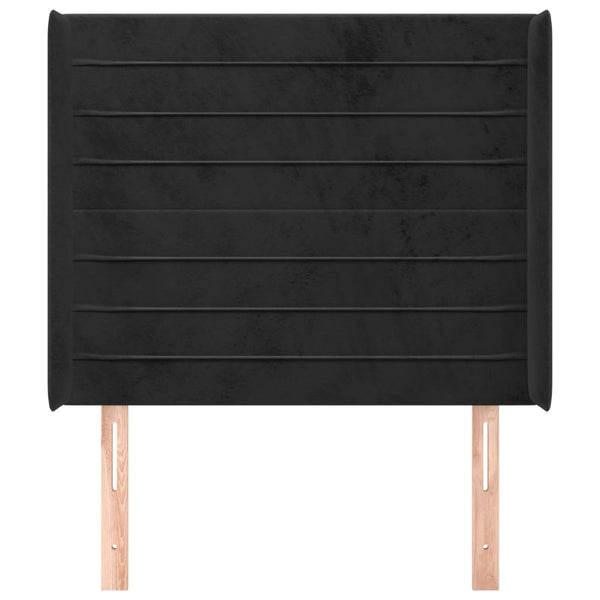 Kopfteil mit Ohren Schwarz 83x16x118/128 cm Samt