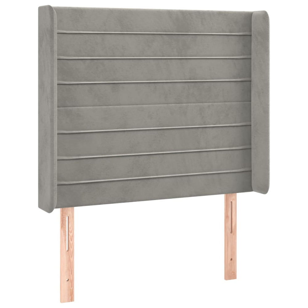 vidaXL Tête de lit à oreilles Gris clair 93x16x118/128 cm Velours