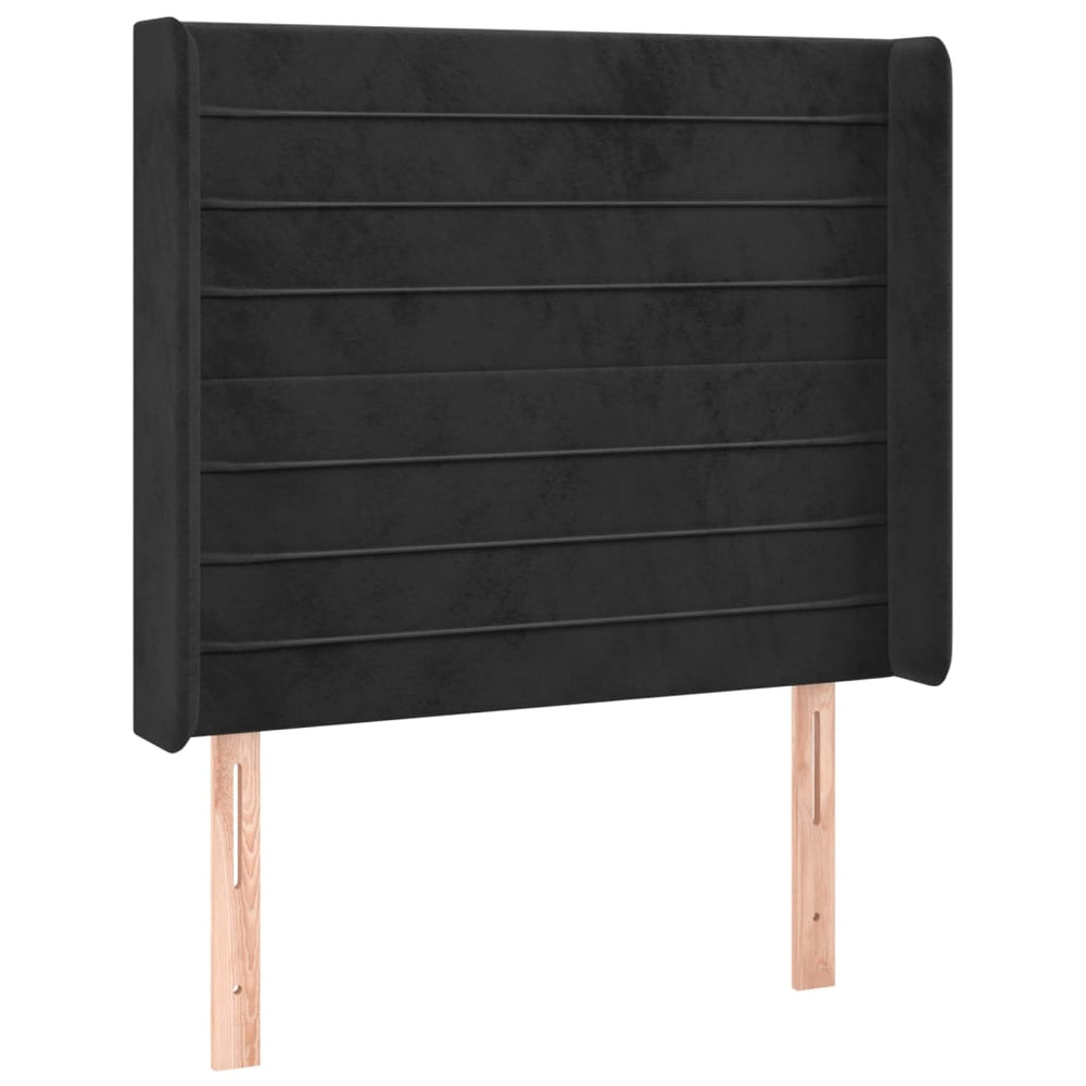 vidaXL Tête de lit à oreilles Noir 93x16x118/128 cm Velours