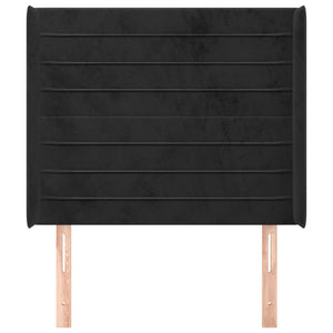 Kopfteil mit Ohren Schwarz 93x16x118/128 cm Samt