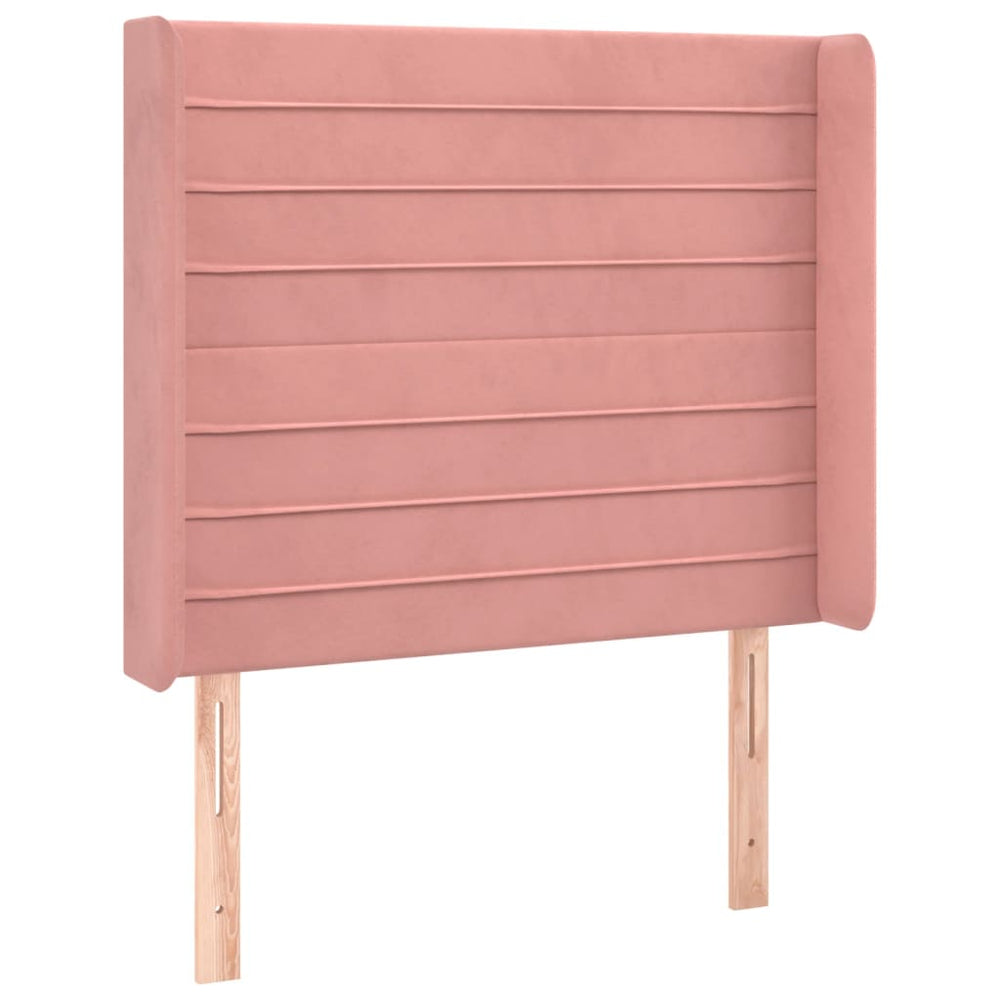 vidaXL Tête de lit à oreilles Rose 93x16x118/128 cm Velours