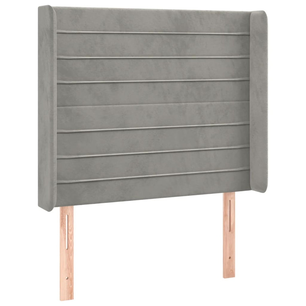 vidaXL Tête de lit à oreilles Gris clair 103x16x118/128 cm Velours