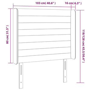 Kopfteil mit Ohren Hellgrau 103x16x118/128 cm Samt