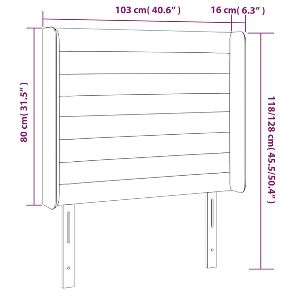 Kopfteil mit Ohren Hellgrau 103x16x118/128 cm Samt