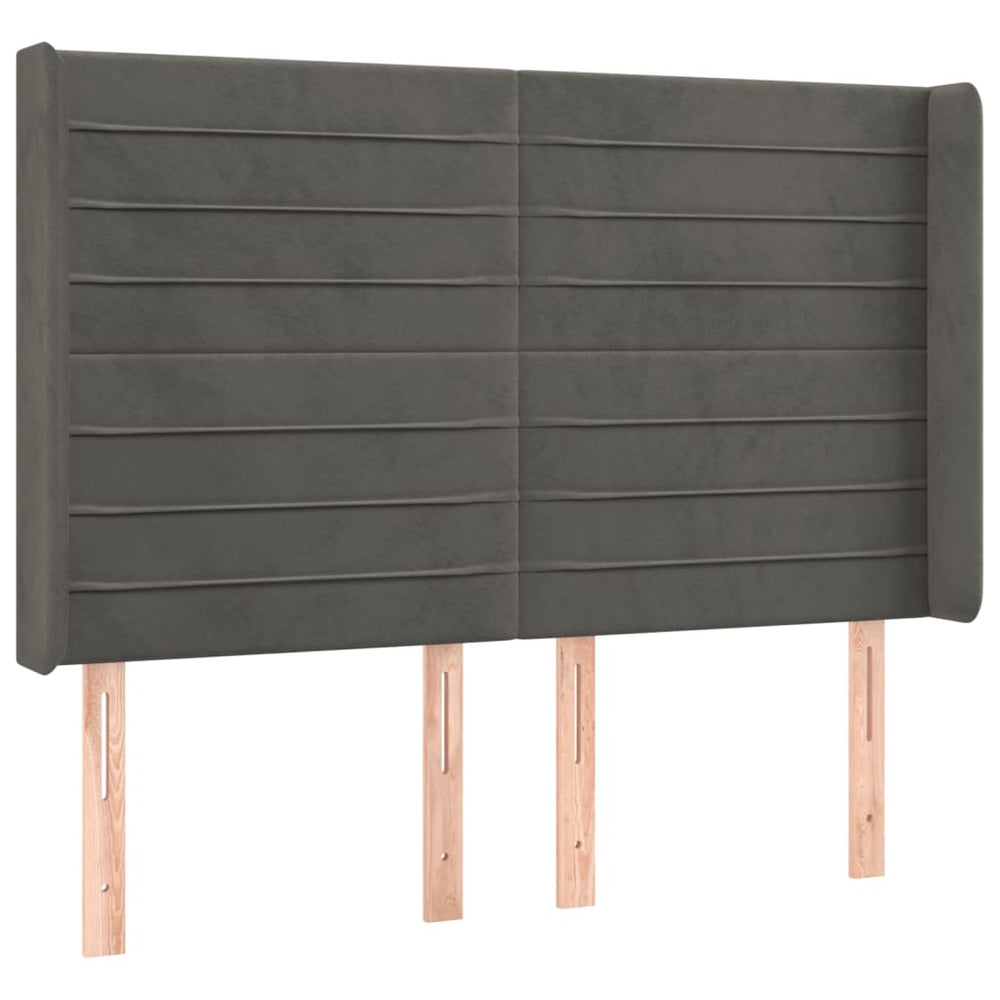 vidaXL Tête de lit à oreilles Gris foncé 147x16x118/128 cm Velours