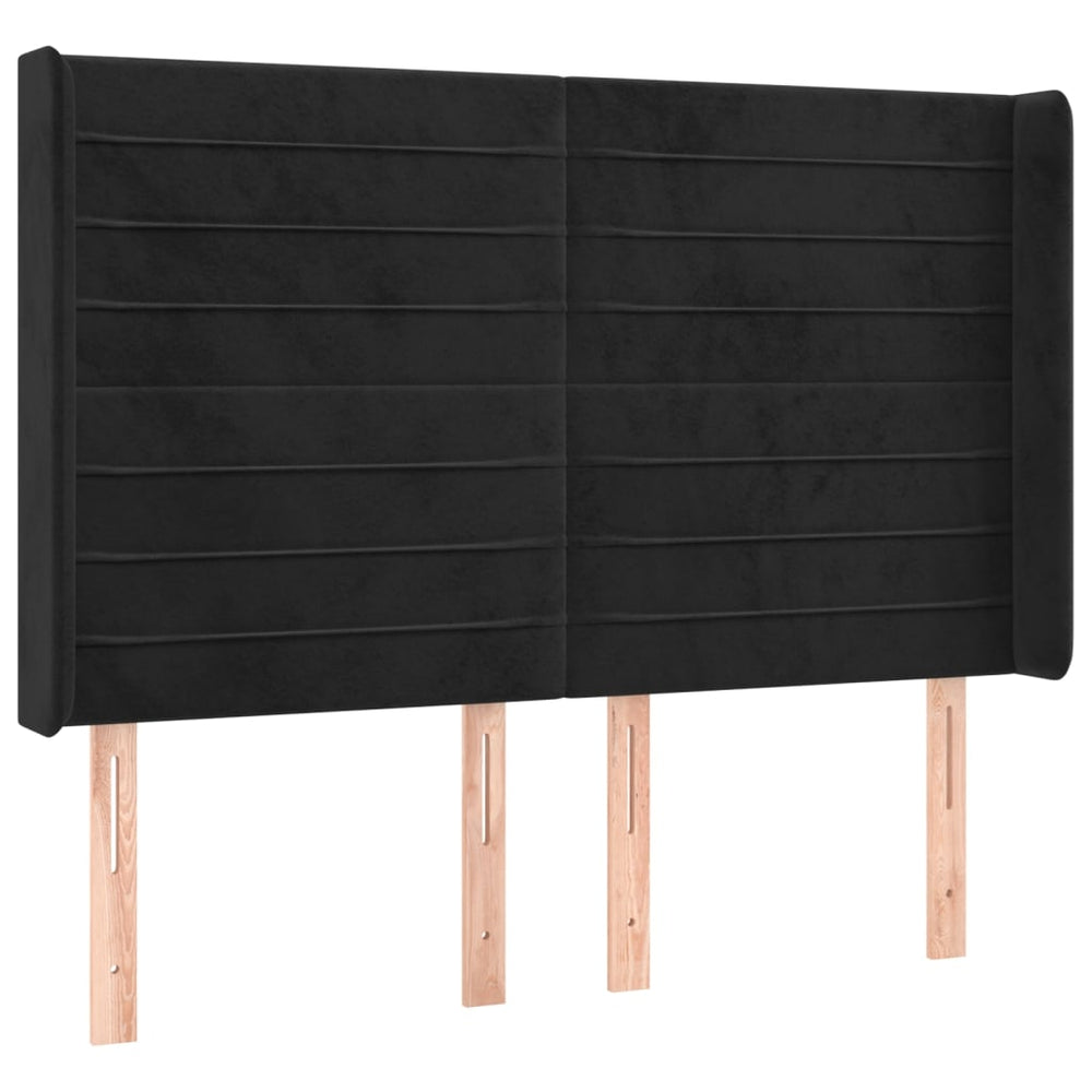 vidaXL Tête de lit à oreilles noire 147x16x118/128 cm Velours