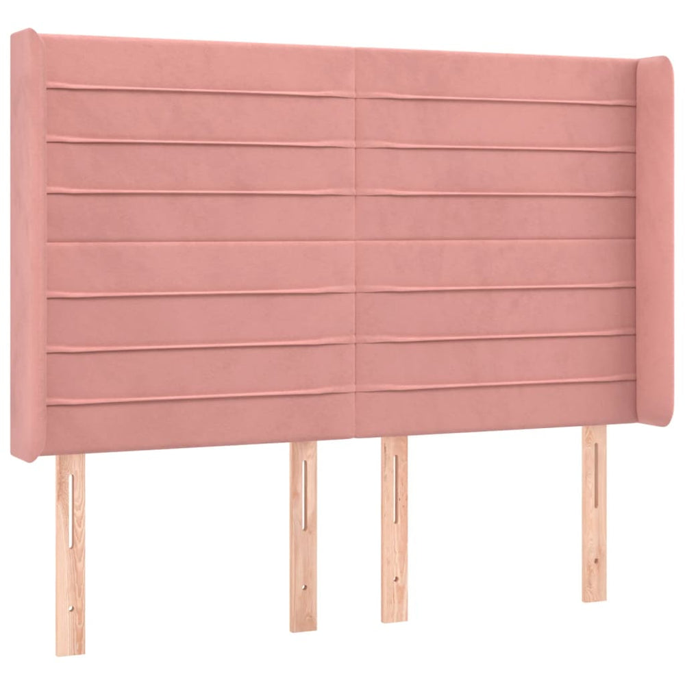 vidaXL Tête de lit à oreilles Rose 147x16x118/128 cm Velours