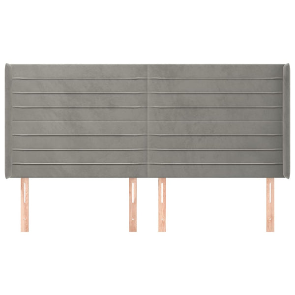 Kopfteil mit Ohren Hellgrau 163x16x118/128 cm Samt
