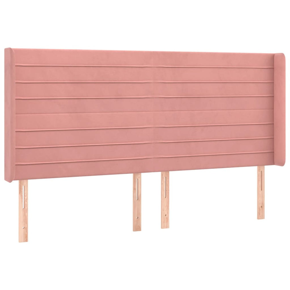 vidaXL Tête de lit à oreilles Rose 163x16x118/128 cm Velours