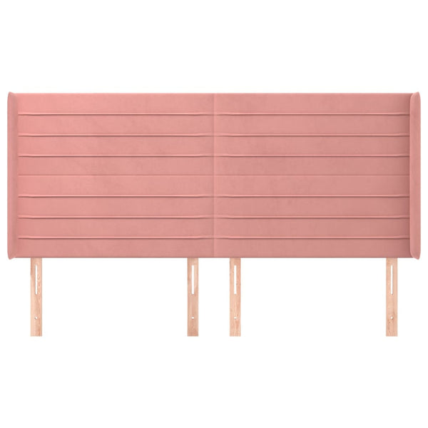 Kopfteil mit Ohren Rosa 163x16x118/128 cm Samt