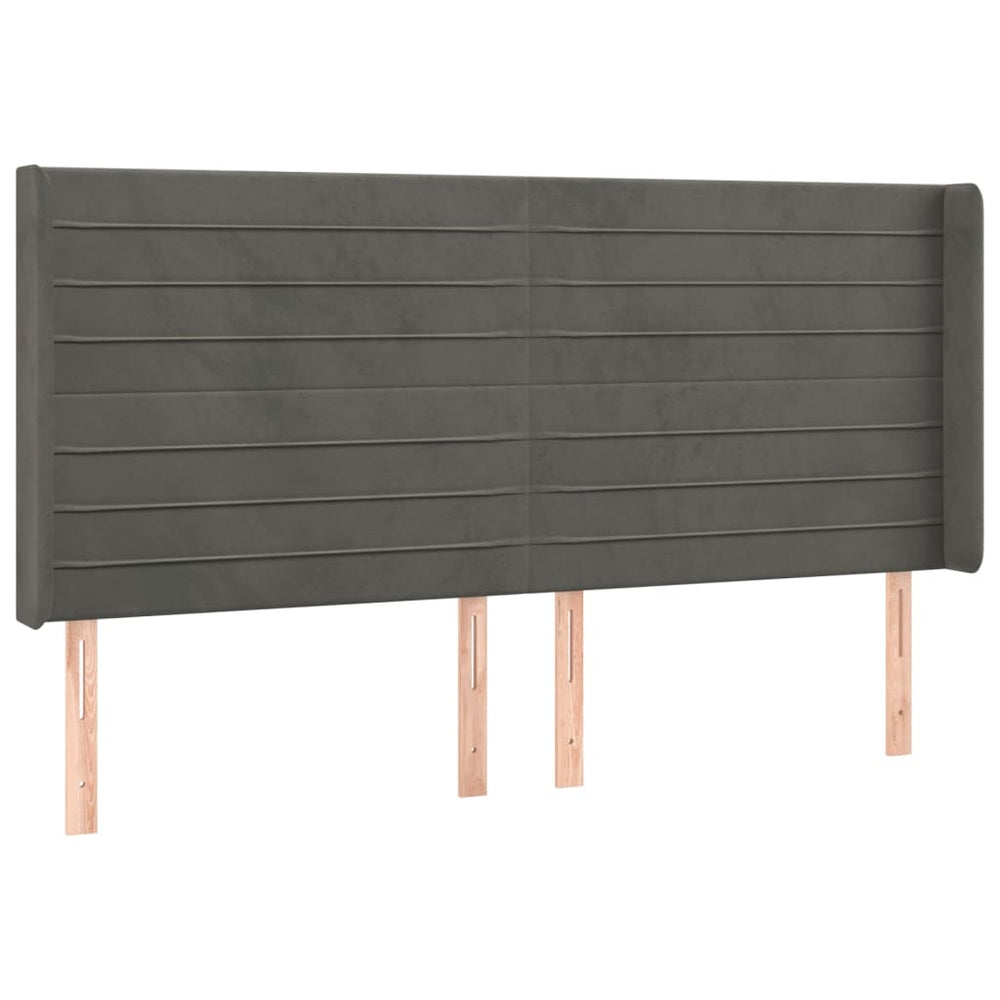 vidaXL Tête de lit à oreilles Gris foncé 183x16x118/128 cm Velours