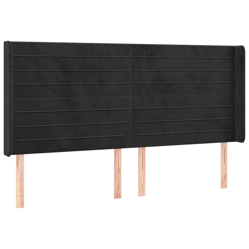 vidaXL Tête de lit à oreilles Noir 183x16x118/128 cm Velours