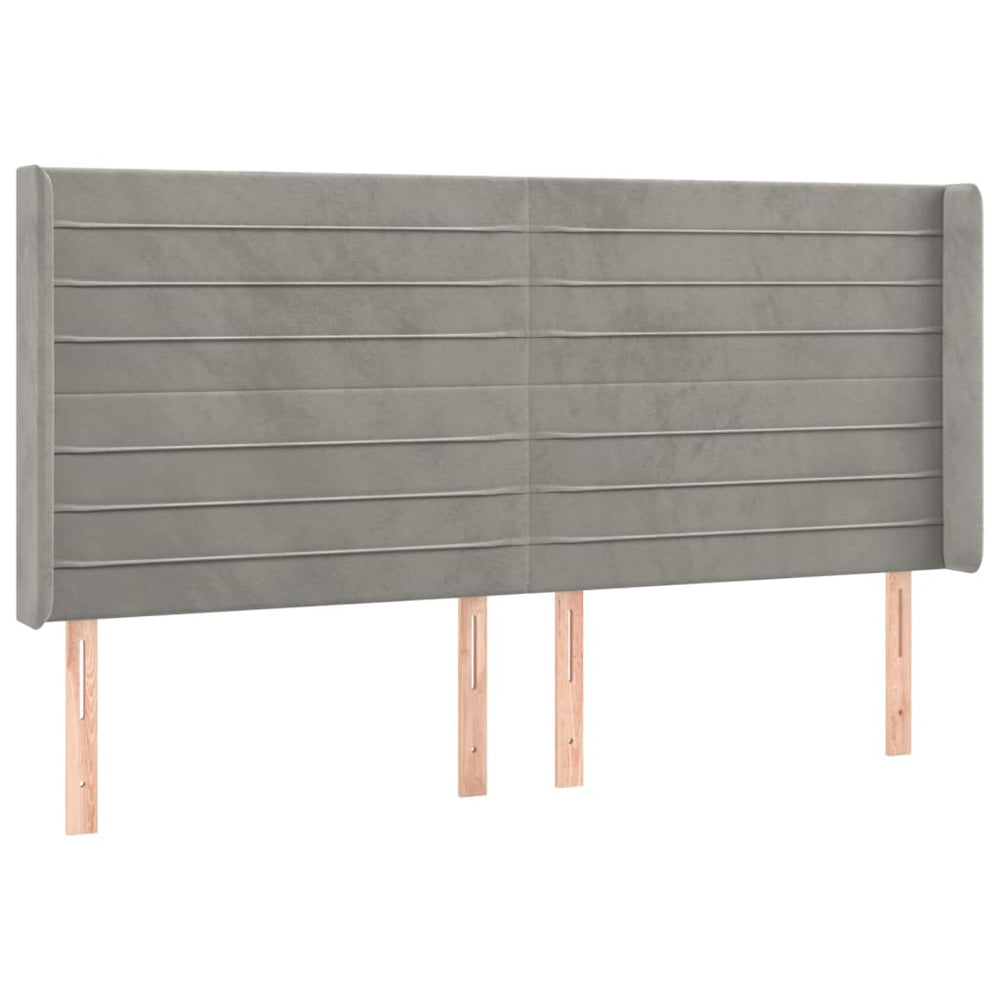 vidaXL Tête de lit à oreilles gris clair 203x16x118/128 cm velours