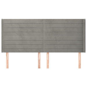 Kopfteil mit Ohren Hellgrau 203x16x118/128 cm Samt