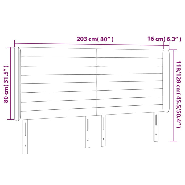 Kopfteil mit Ohren Hellgrau 203x16x118/128 cm Samt