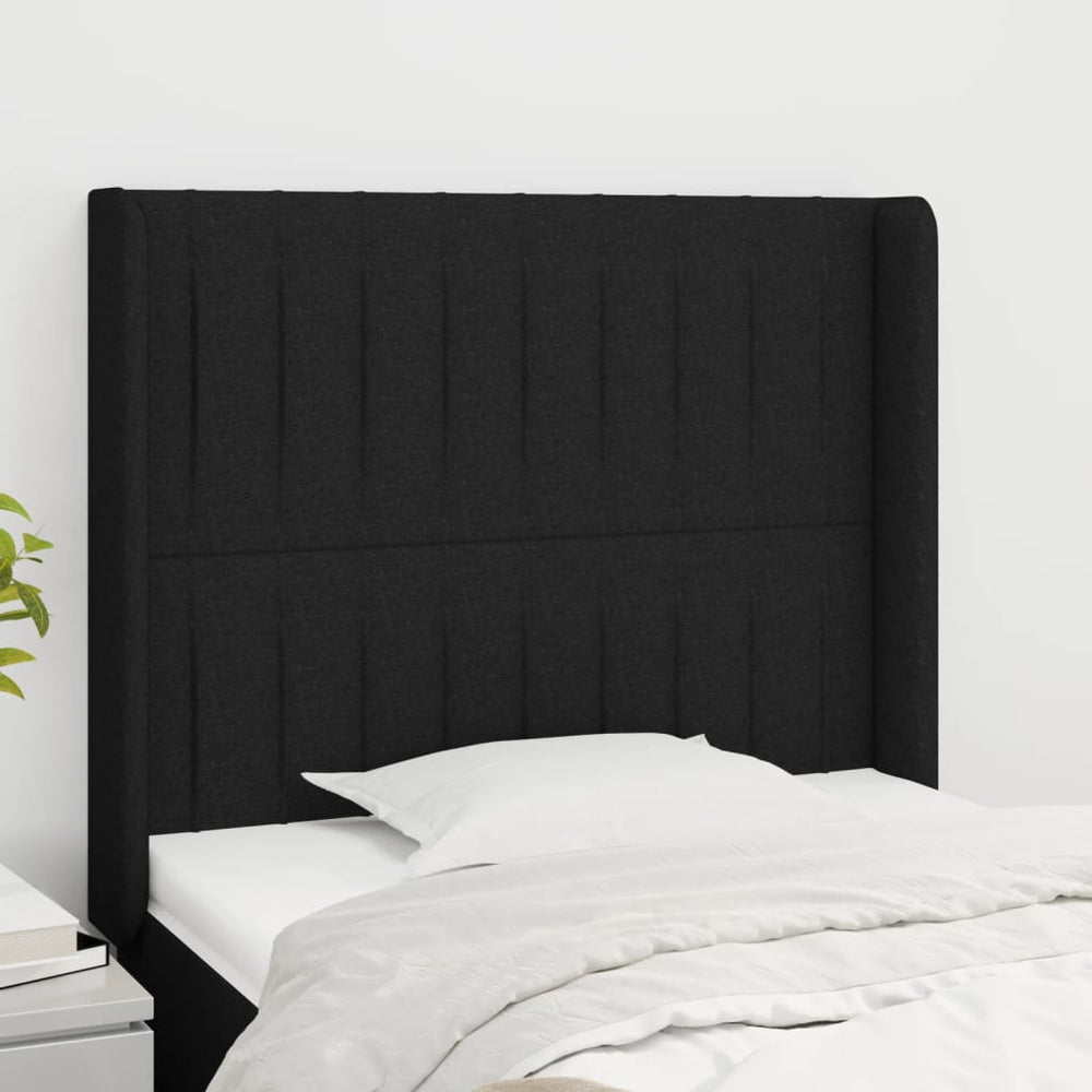 vidaXL Tête de lit à oreilles Noir 83x16x118/128 cm Tissu