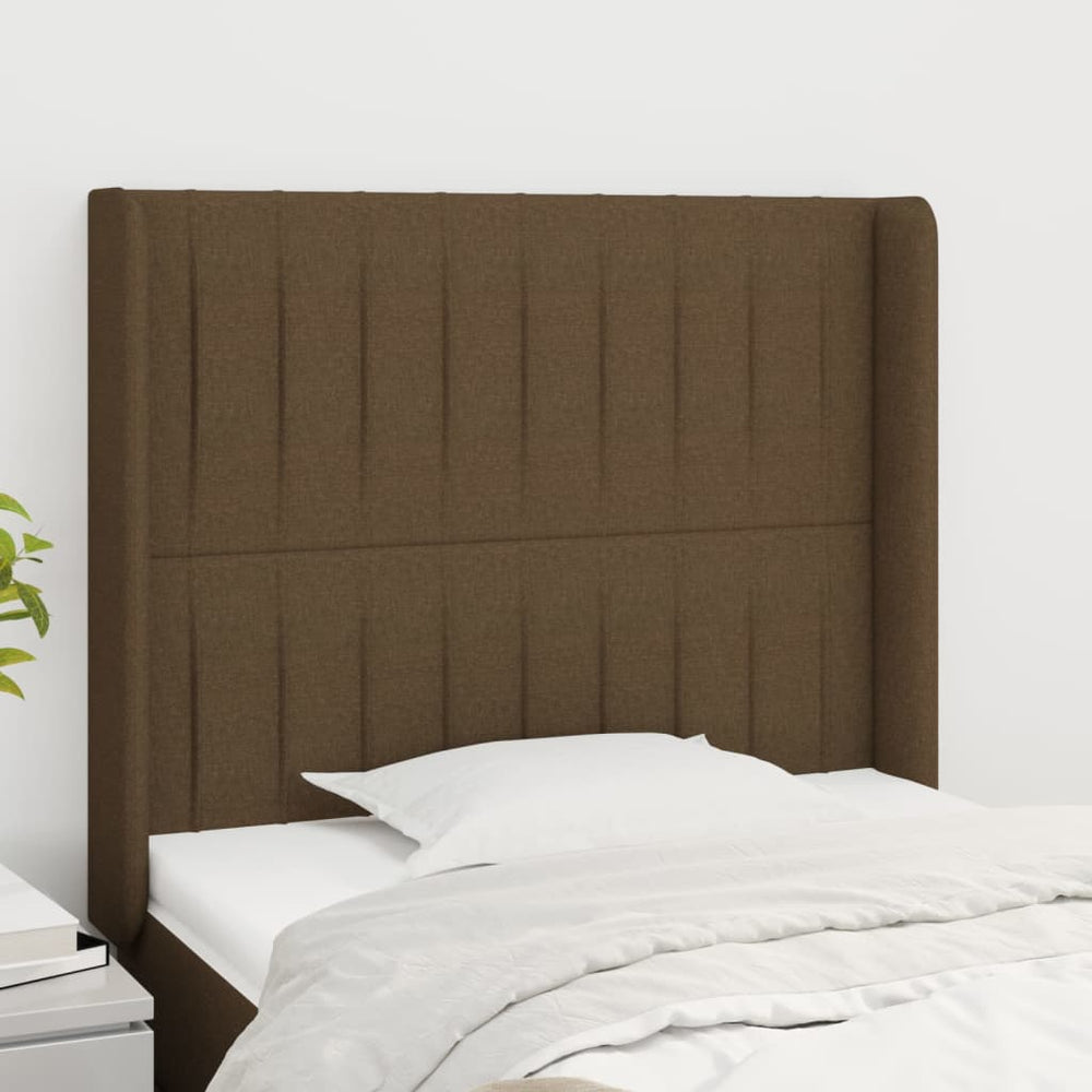 vidaXL Tête de lit à oreilles Marron foncé 83x16x118/128 cm Tissu