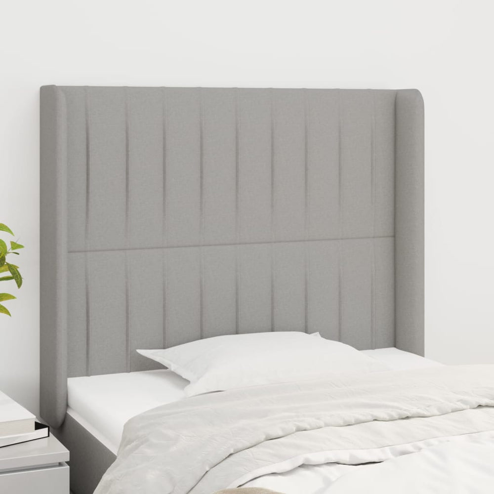 vidaXL Tête de lit à oreilles Gris clair 93x16x118/128 cm Tissu
