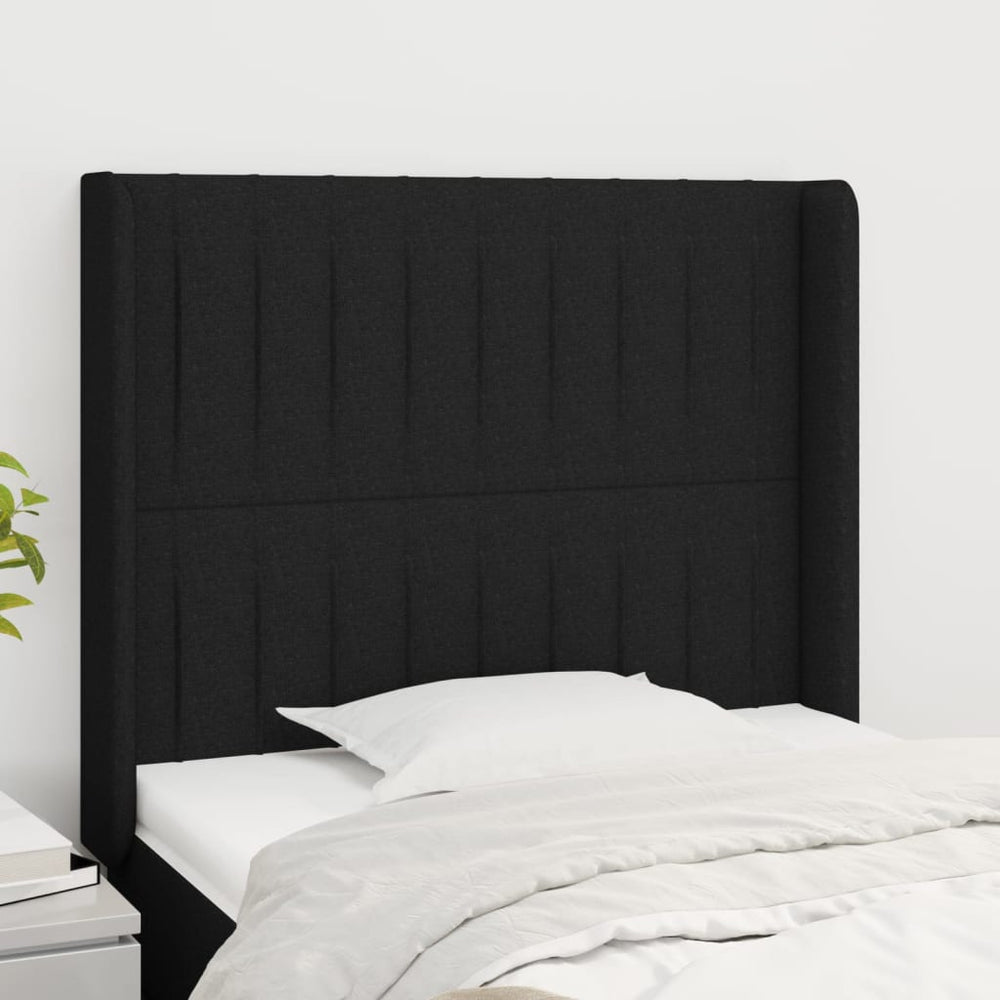vidaXL Tête de lit à oreilles Noir 93x16x118/128 cm Tissu