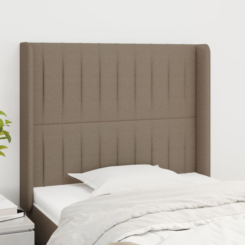 vidaXL Tête de lit à oreilles taupe 93x16x118/128 cm Tissu