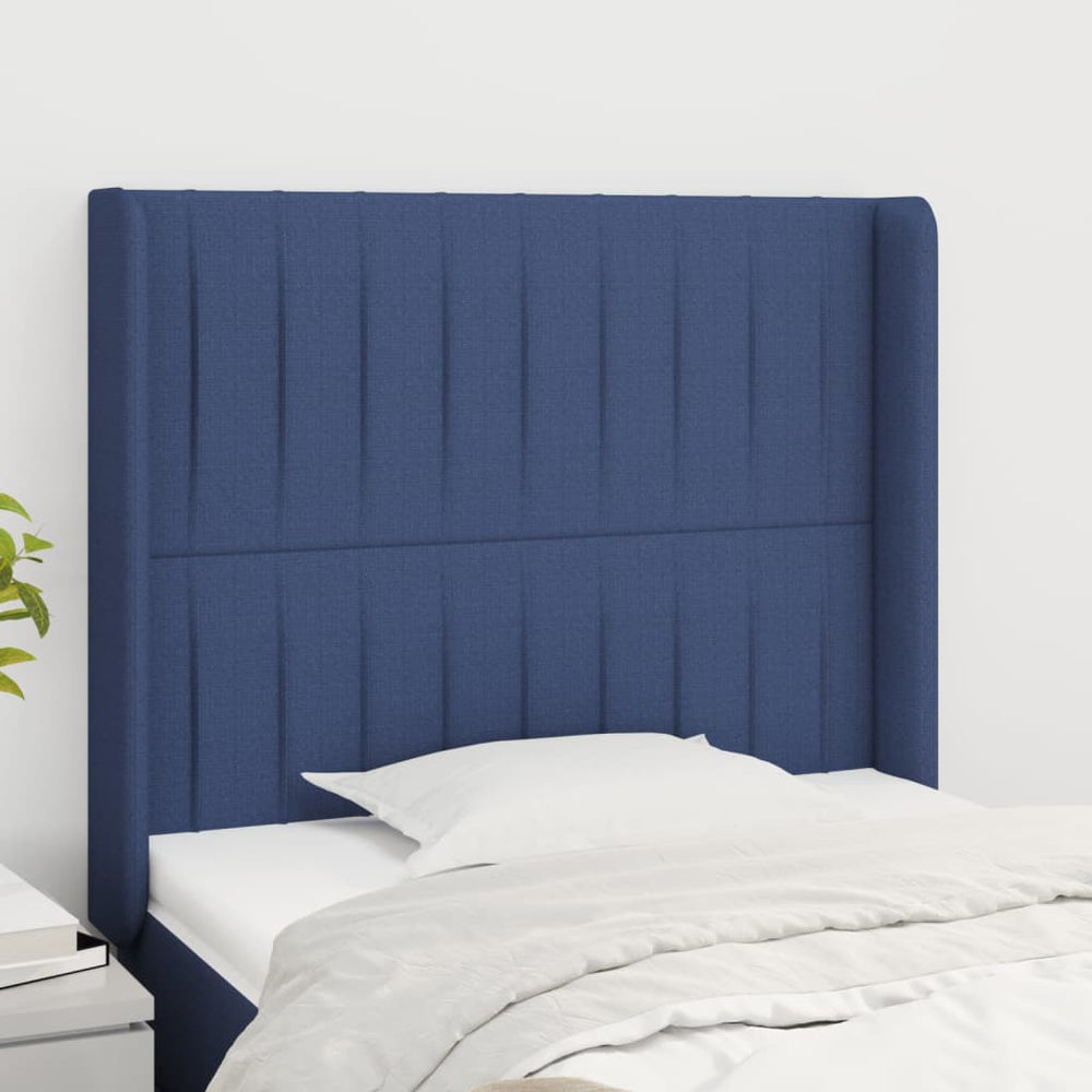 vidaXL Tête de lit avec Oreilles Bleu 93x16x118/128 cm Tissu