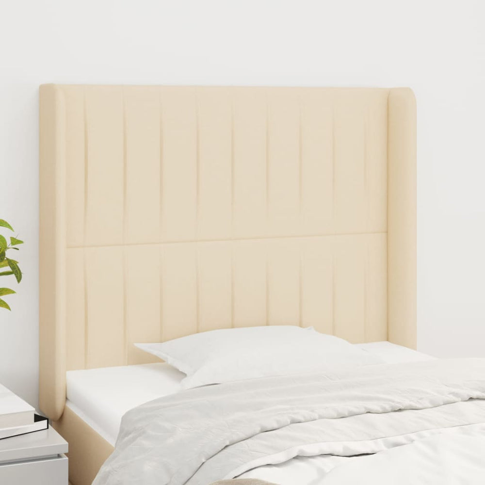 vidaXL Tête de lit à oreilles Crème 103x16x118/128 cm Tissu