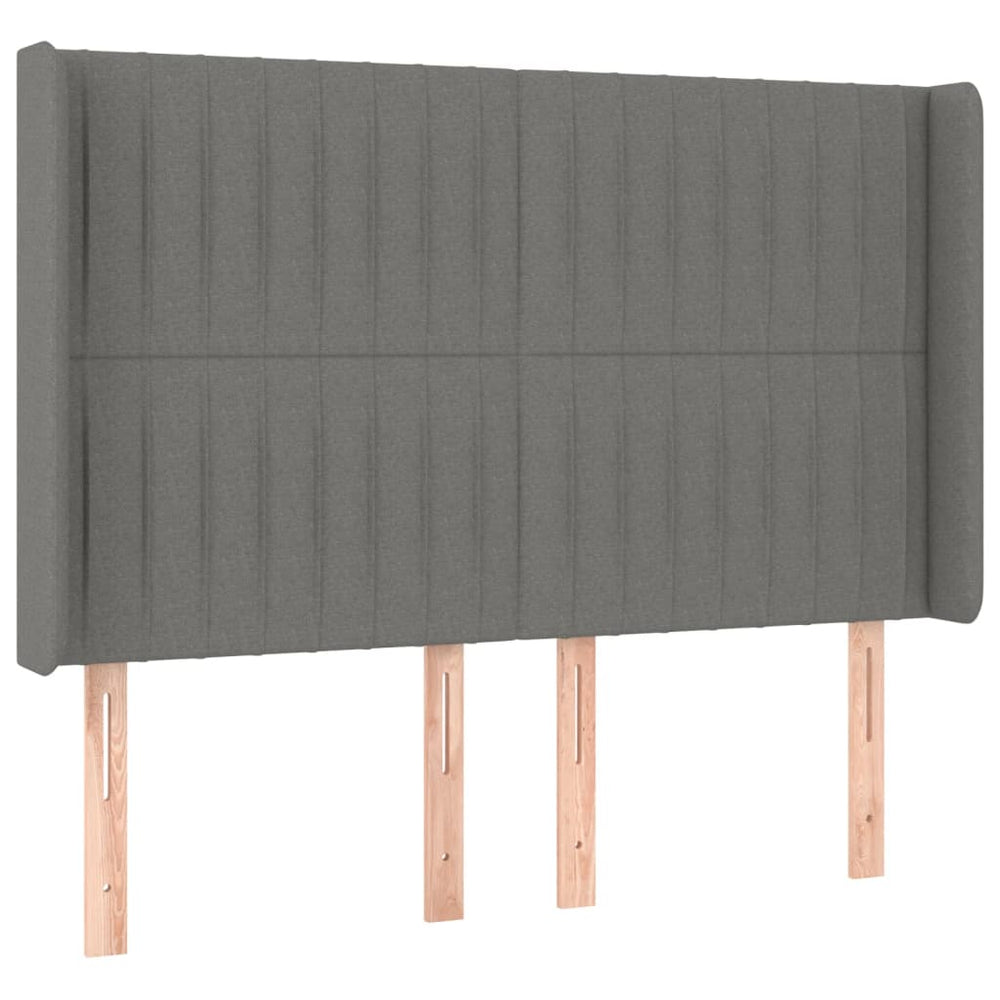 vidaXL Tête de lit à oreilles Gris foncé 147x16x118/128 cm Tissu
