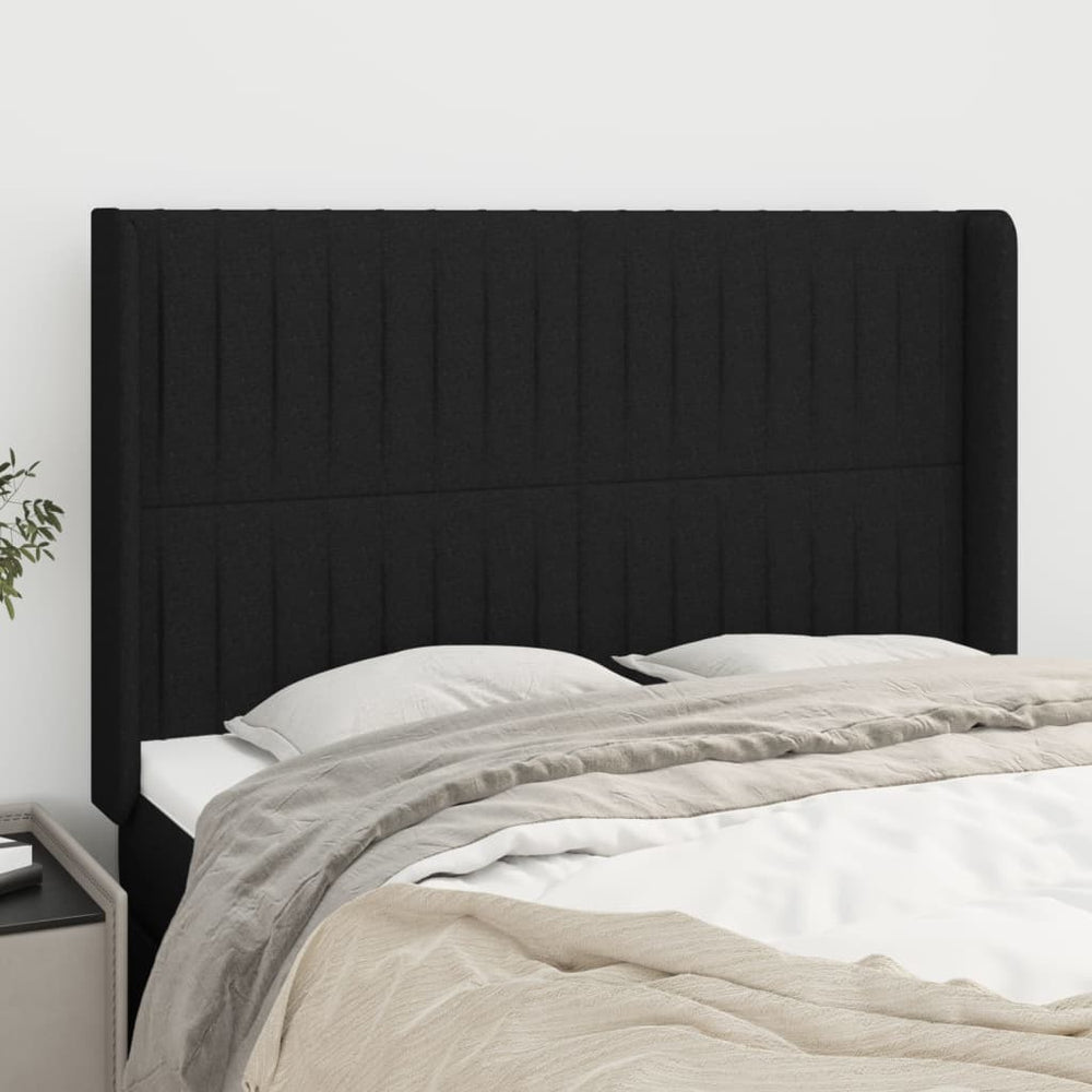 vidaXL Tête de lit à oreilles noire 147x16x118/128 cm Tissu