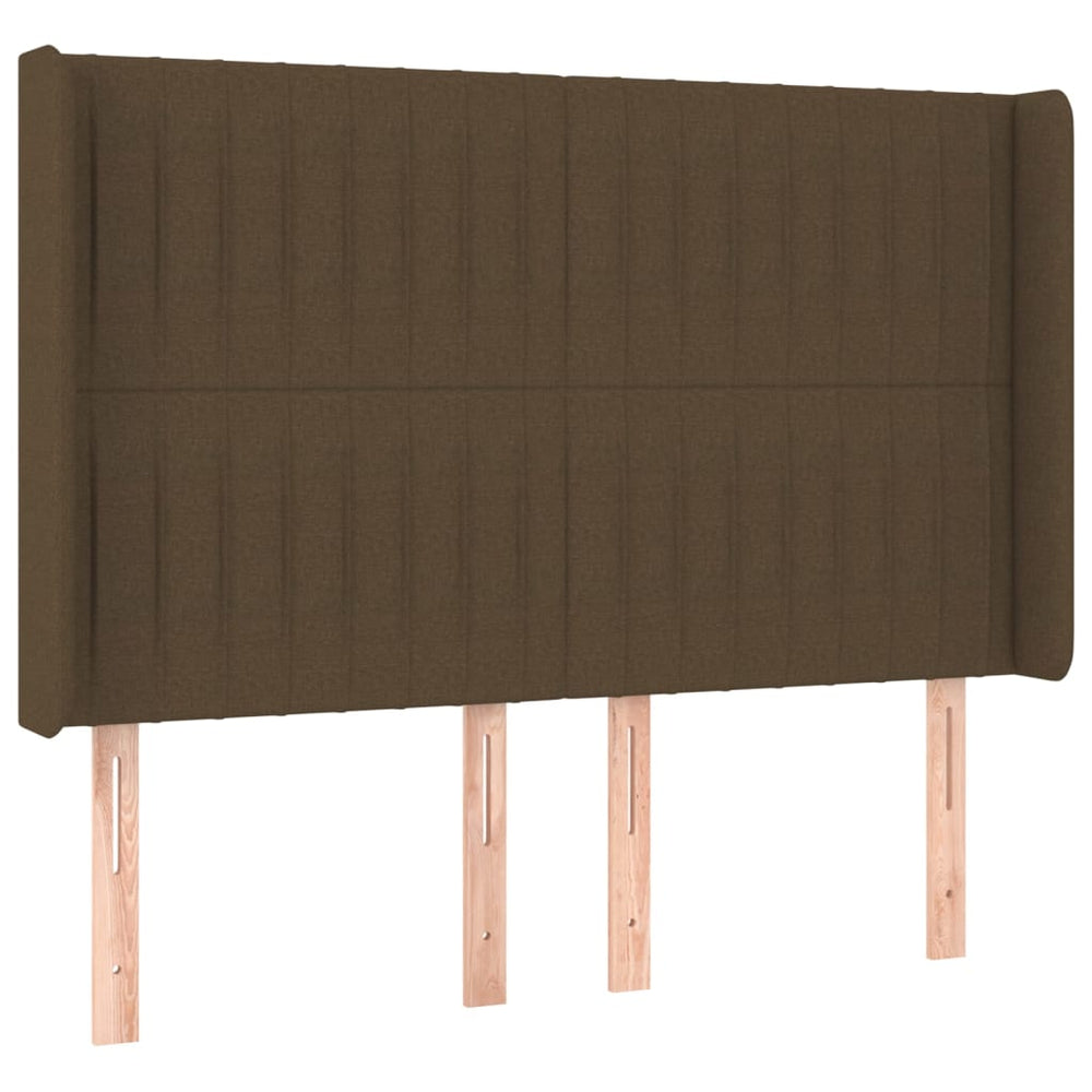 vidaXL Tête de lit à oreilles Marron foncé 147x16x118/128 cm Tissu