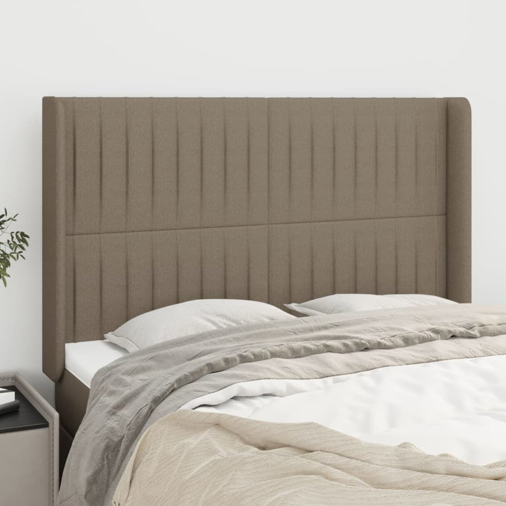 vidaXL Tête de lit à oreilles taupe 147x16x118/128 cm tissu