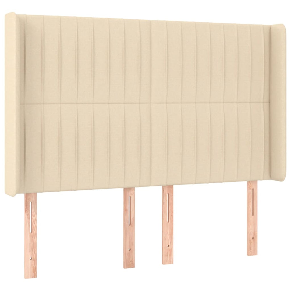 vidaXL Tête de lit à oreilles Crème 147x16x118/128 cm Tissu