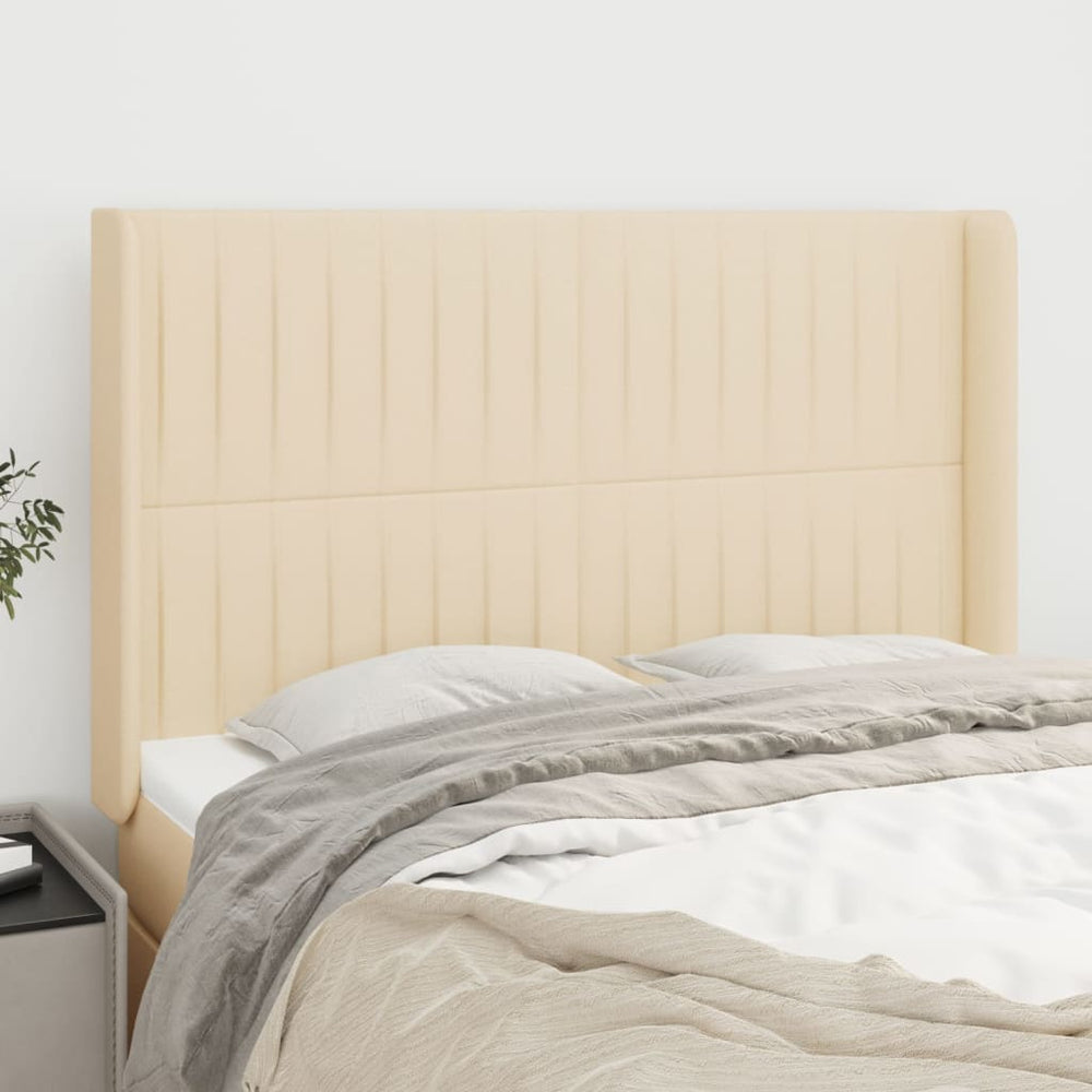 vidaXL Tête de lit à oreilles Crème 147x16x118/128 cm Tissu
