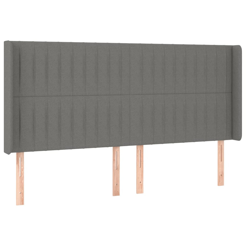 vidaXL Tête de lit avec oreilles Gris foncé 163x16x118/128 cm Tissu