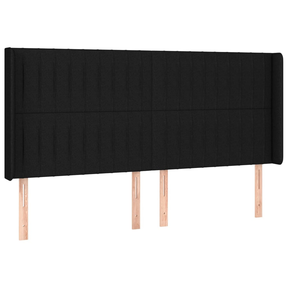 vidaXL Tête de lit à oreilles Noir 163x16x118/128 cm Tissu