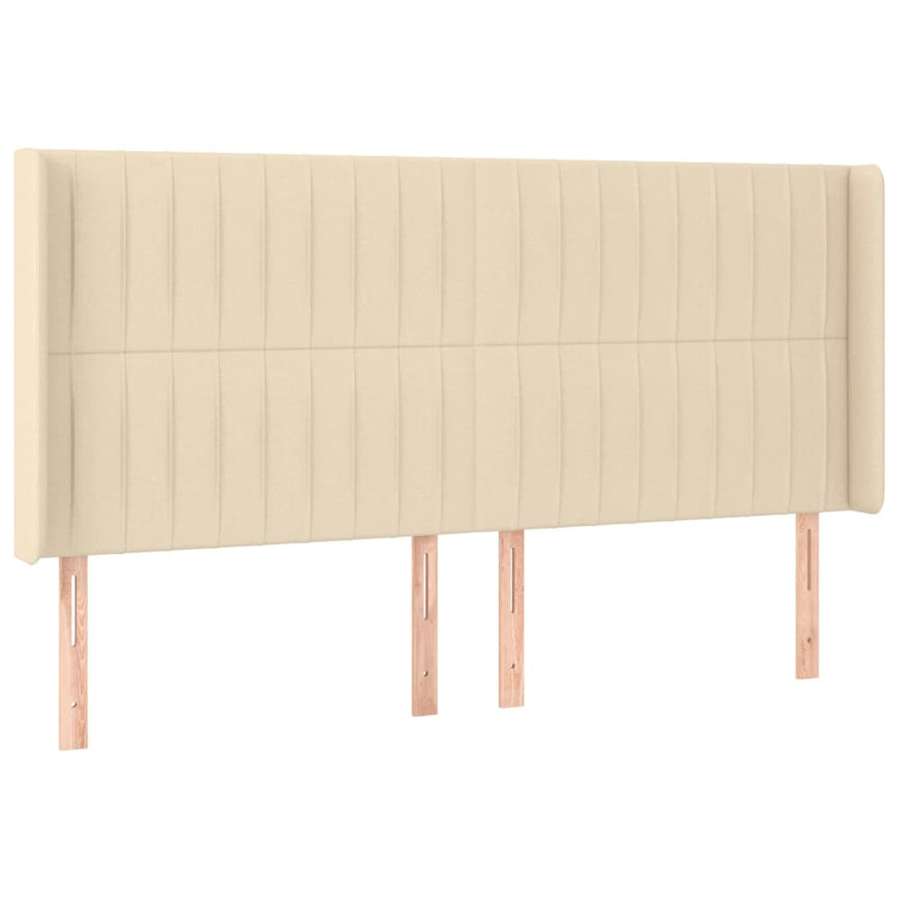 vidaXL Tête de lit à oreilles Crème 163x16x118/128 cm Tissu